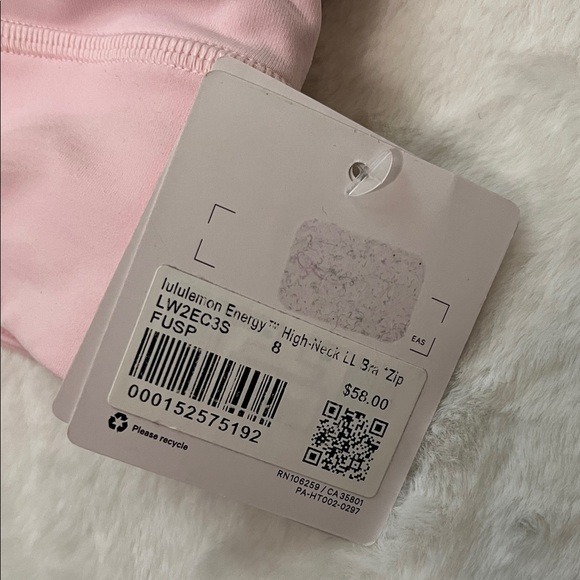 Lululemon Energy High-Neck Longline Bra Zip Pink Bliss Size 8 NEW - Picture 3 of 5